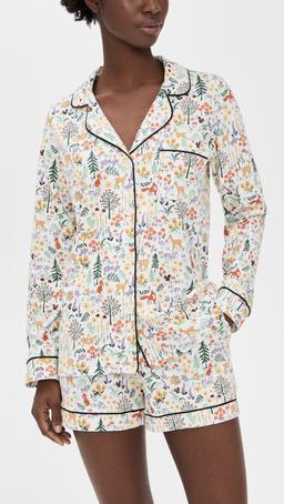 Short Sleeve Cotton Woven Boxer Pajama Set