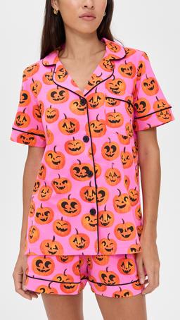 Short Sleeve Cotton Knit Boxer Pajama Set