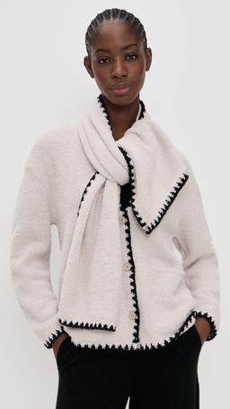 Cozy Chic Blanket Stitch Detachable Scarf Cardigan