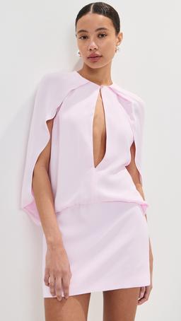The Edith Deep V Cape Mini Dress