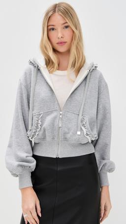 Ruffle Rhinestone Heather Maddie Zip Up