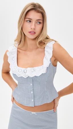 Gingham Paloma Lace Top