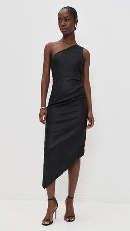 Esme One Shoulder Coated Midi Dress
