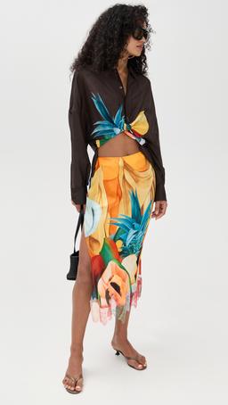 Salpicon Silk Long Skirt