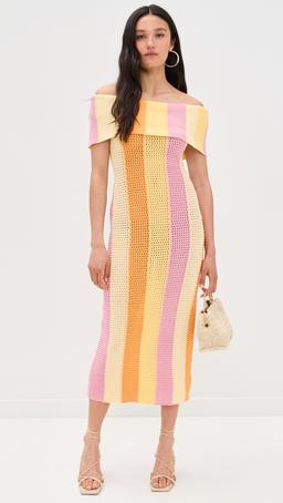 Off Shoulder Sleeveless Midi Dress