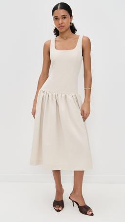 Drop Waist Peplum Midi Dress