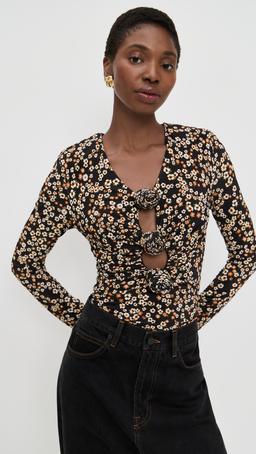 Tiny Flowers Black Jersey Blouse