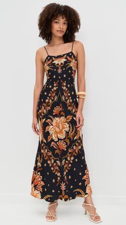 Majestic Garden Black Slip Dress