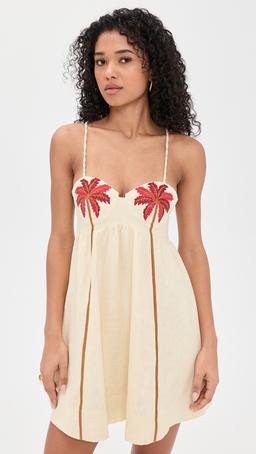 Coconut Tree Embroidered Mini Dress