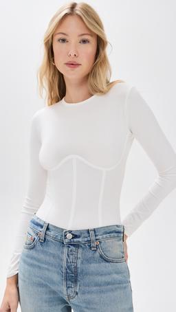 Cotton Long Sleeve Thong Bodysuit