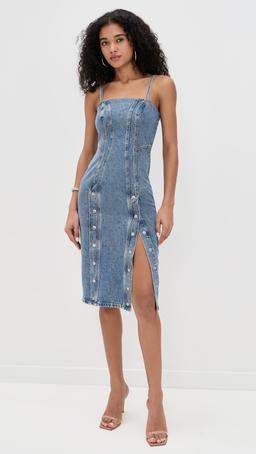 Colored Denim Snap Dress