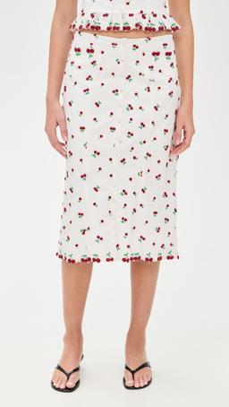 Beaded Cherries Midi Skirt