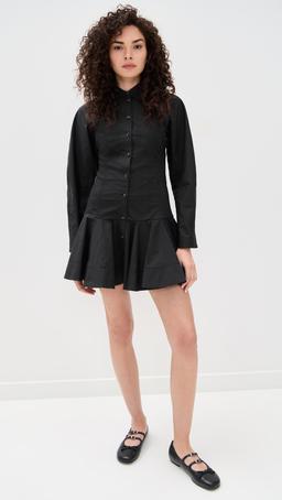 Stretch Cotton Buttoned Mini Dress