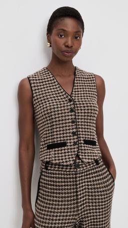 Houndstooth Tailored Cashmere Vest