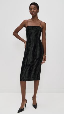 Faux Ponyhair Midi Dress