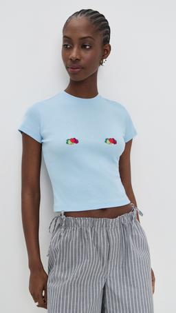 Homme Girls X Fruit of The Loom Baby Tee With Double Logo