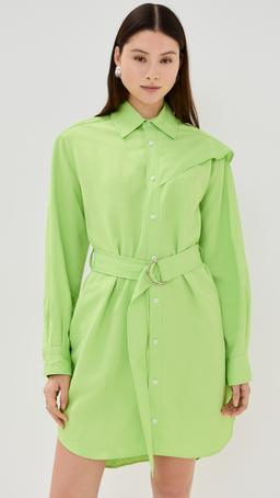 Cape Shoulder Drape Shirt Dress