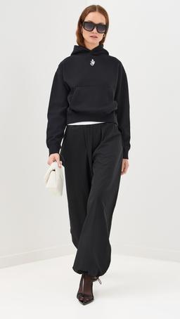 Anchor Embroidery Cropped Hoodie