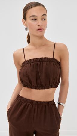 Camille Cropped Linen Top
