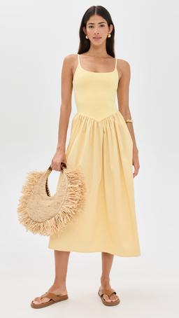 Alix Mixed Fabric Tank Dress