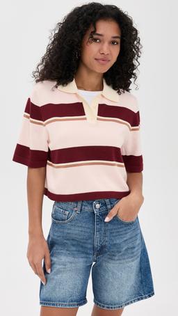 Short Sleeve Striped Polo