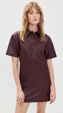 Solene Faux Leather Polo Dress
