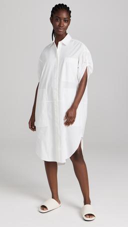 Poplin Short Sleeve Shirt Dress