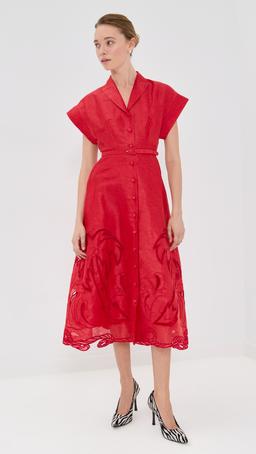 Aubrey Applique Shirt Midi Dress