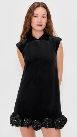 Lingyu Velvet Embellished Mini Dress