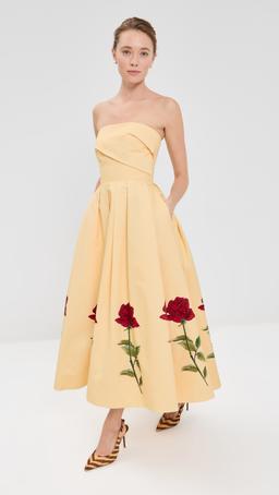 Lynn Embellished Rose Bustier Midi Dress