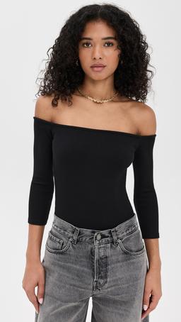 Evelyn 3/4 Off Shoulder Thong Bodysuit