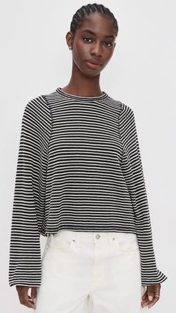 Striped Curved Long-Sleeve Tee