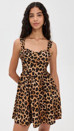 Sweetheart Neckline Leopard Print Mini Dress