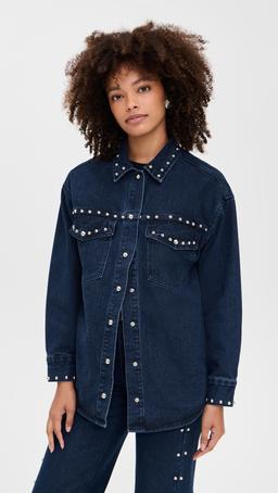 Button Up Stud Detail Denim Jacket