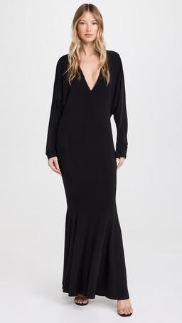 Dolman V Neck Fishtail Gown