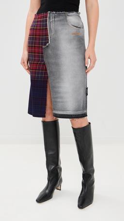 Check Flannel Denim Skirt