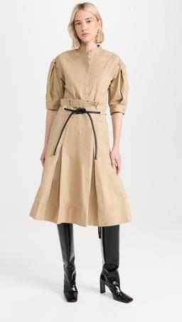 Band Collar Origami Shirt Dress