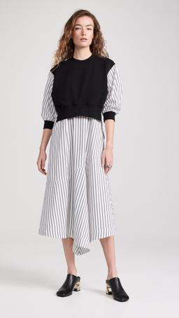 Tear Drop Sleeve Sweatshirt Combo Dress