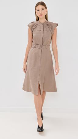 Puff Sleeve Belted Shirt Dress