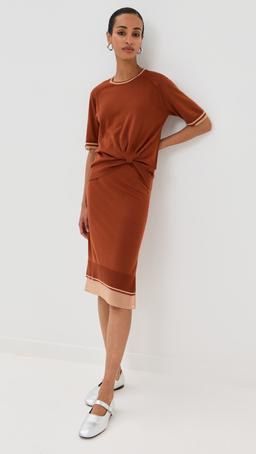 Draped Knit Dress with Organza Combo