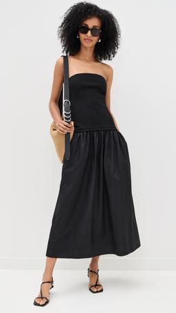 Irina Mixed Media Strapless Dress