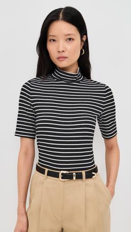 The Knit Stripe Rib Turtleneck Tee