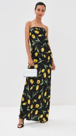 Tulip Silk Satin Strapless Gown