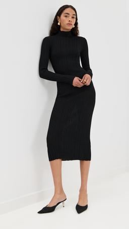 Plisse Turtleneck Dress