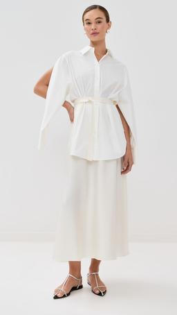 Poplin Silk Combined Gilet Dress