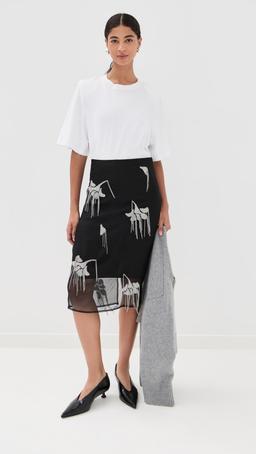 Embellished Tulip Silk Skirt