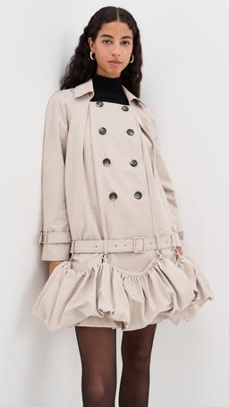 Puff Hem Trench Dress
