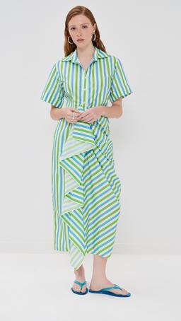 Gathered Ruffle Shirt Dress