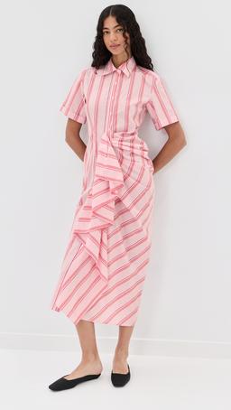 Gathered Ruffle Shirt Dress