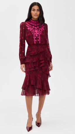 Isa Ruffle Silk Dress